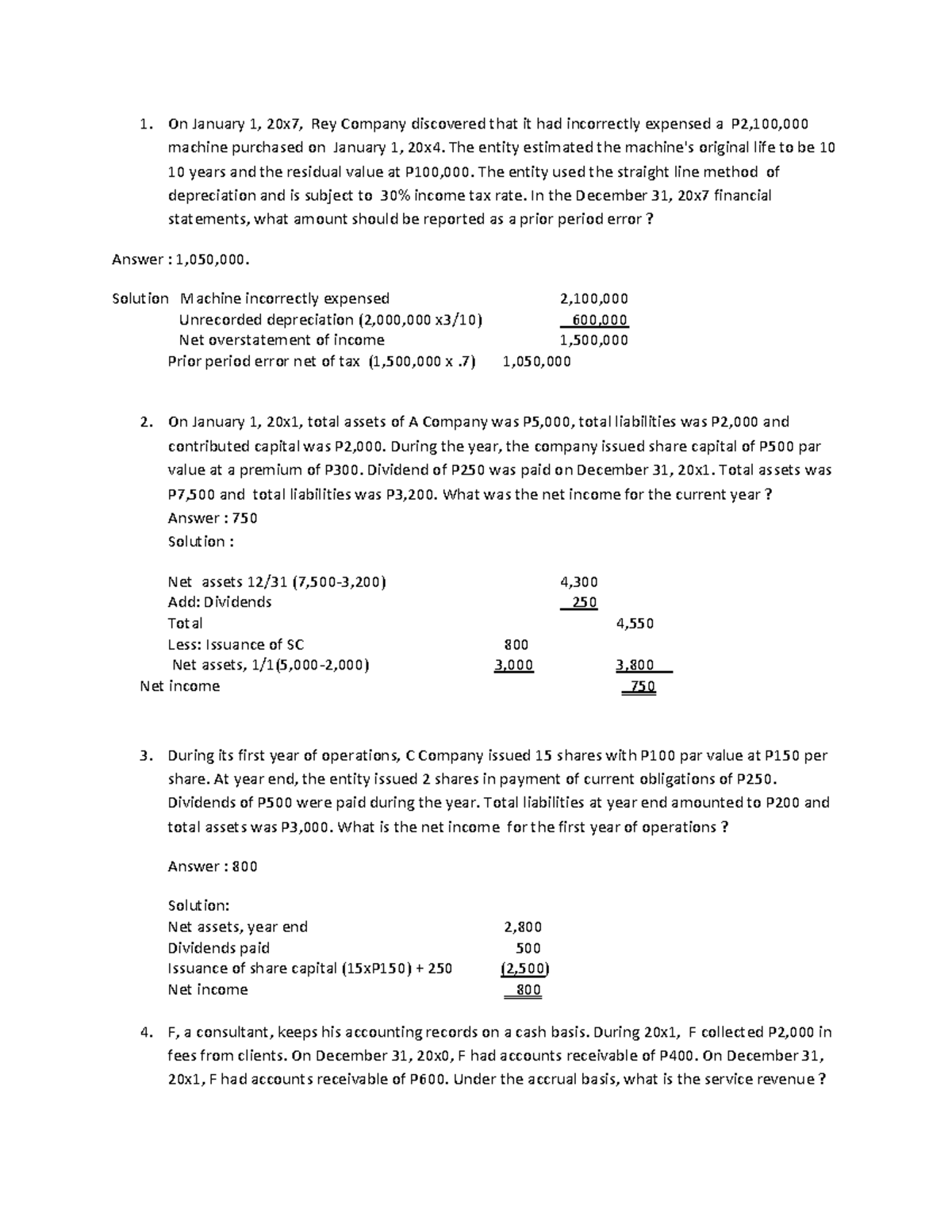 Midterm Assignment 1 Answer KEY-1 -973805955 - On January 1, 20x7, Rey ...