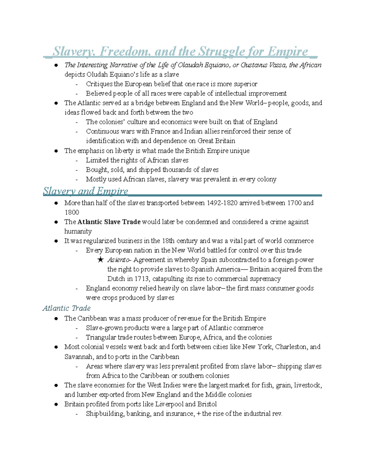 Give Me Liberty! Chapter 4 Notes _Slavery, Freedom, and the Struggle