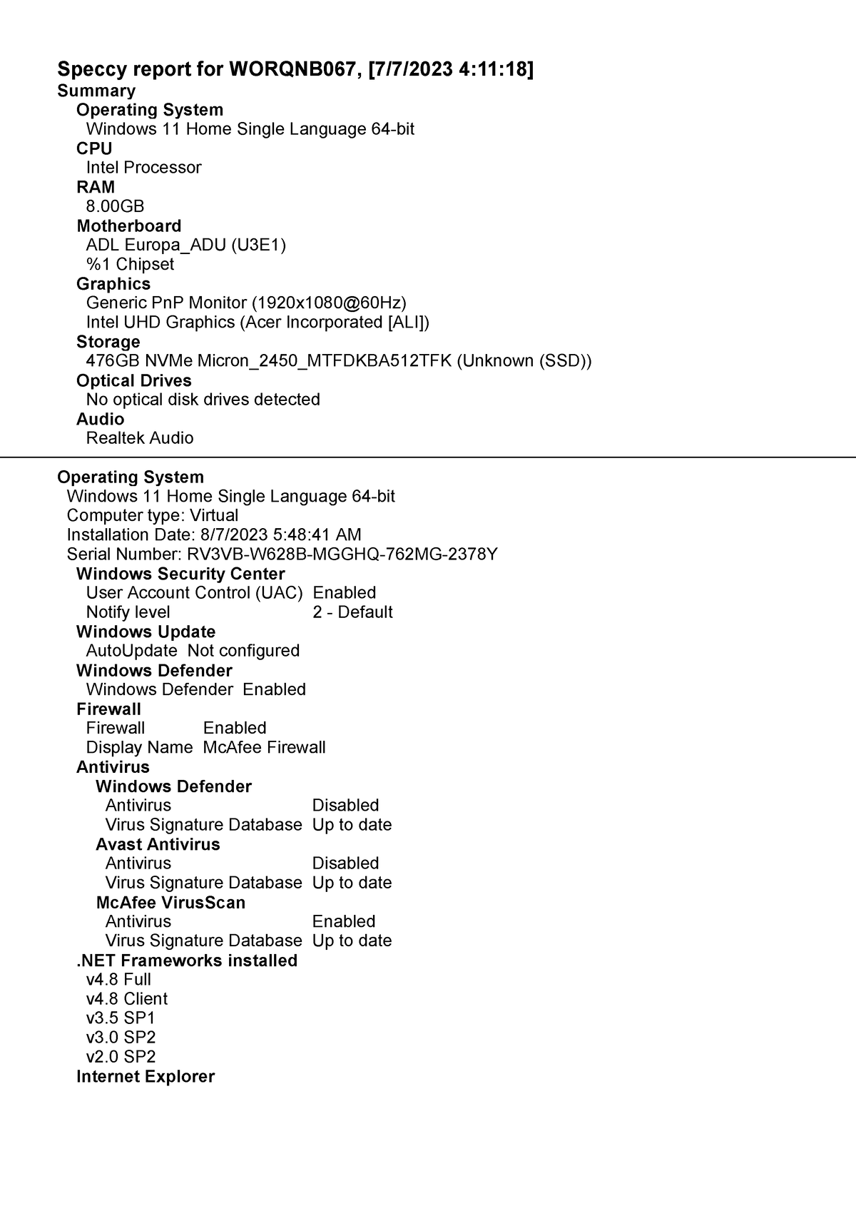 Worqnb 067 Hardware information Software Quality Studocu