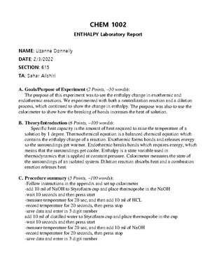 Detailed Lab Report- Chem Bonding - CHEM 1001 Chemical Bonding And Web ...