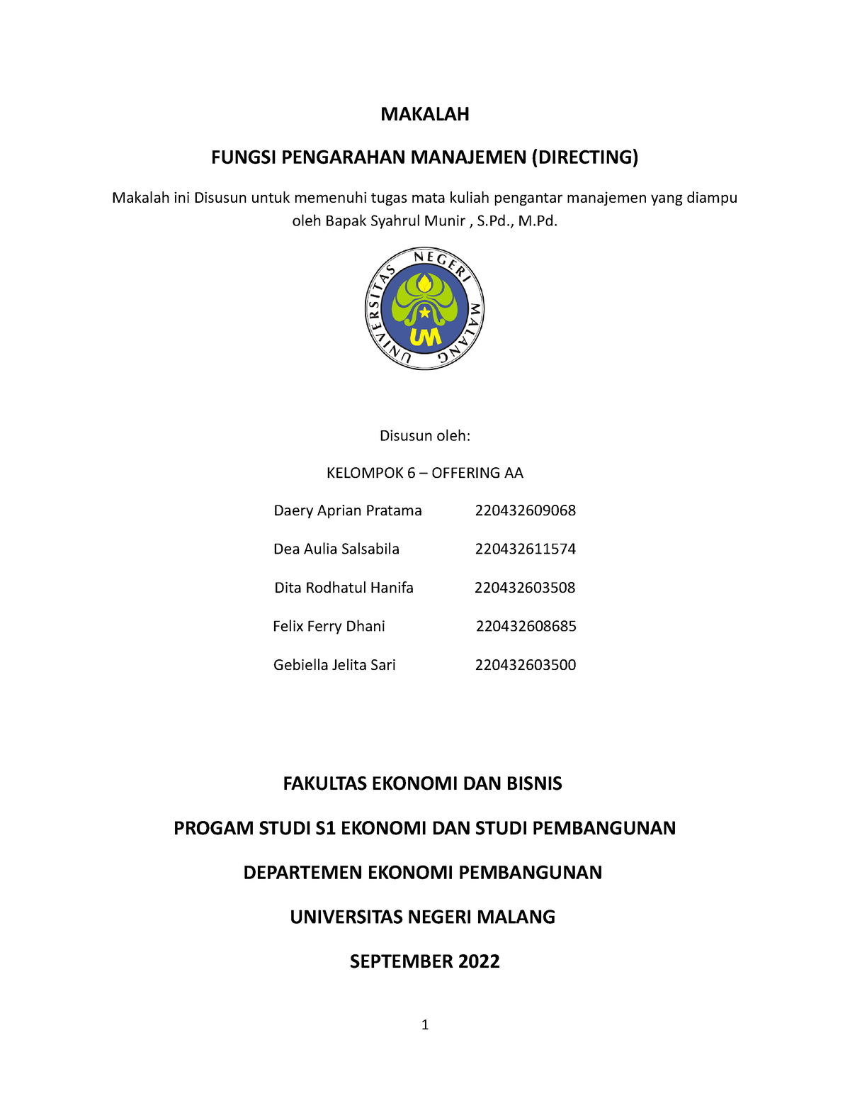 Makalah Fungsi Pengarahan Manajemen ( Directing) Kelompok 6 - MAKALAH ...