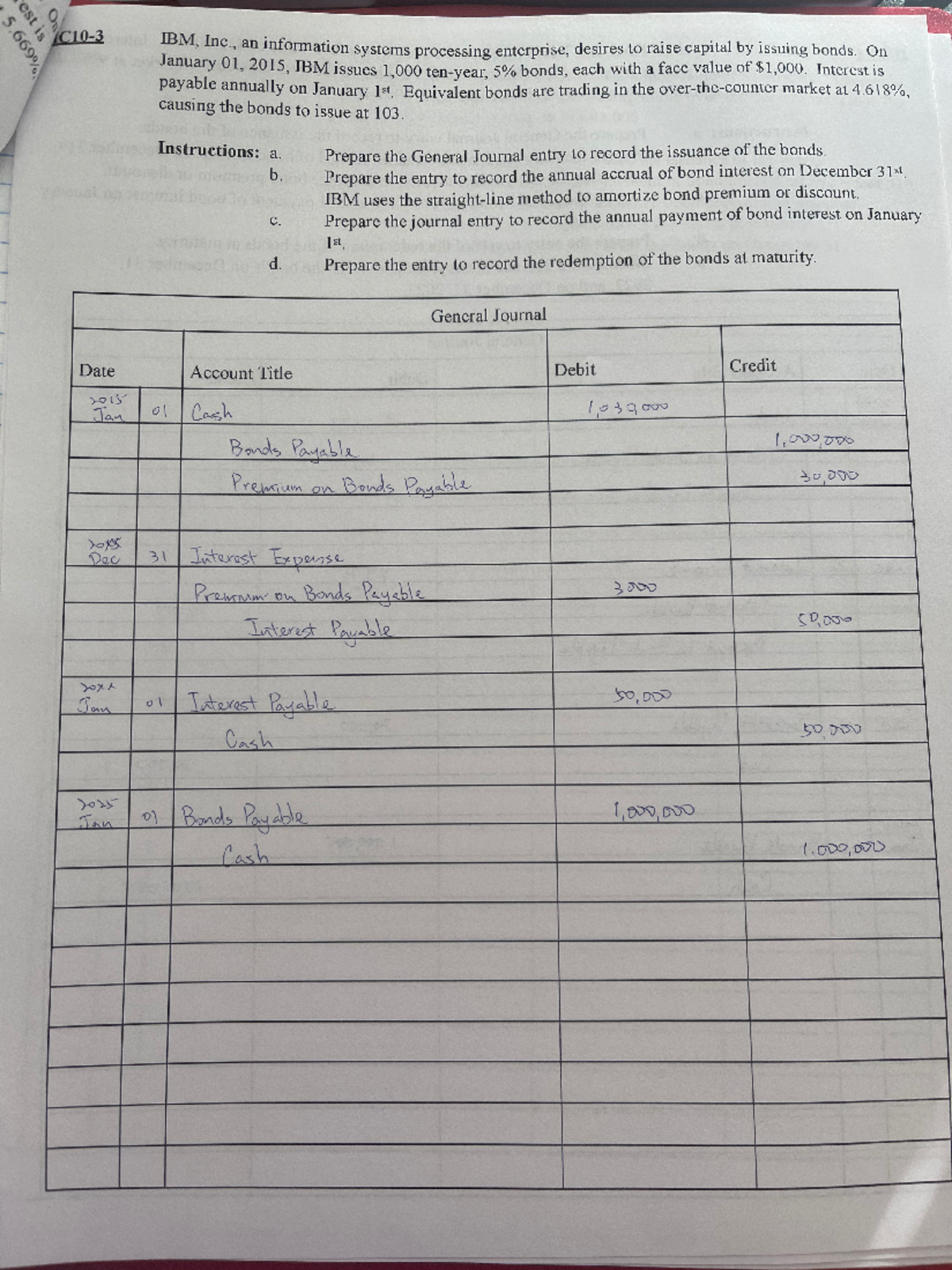 Chapter 10 Practice problem/Homework - AC 201 - Studocu