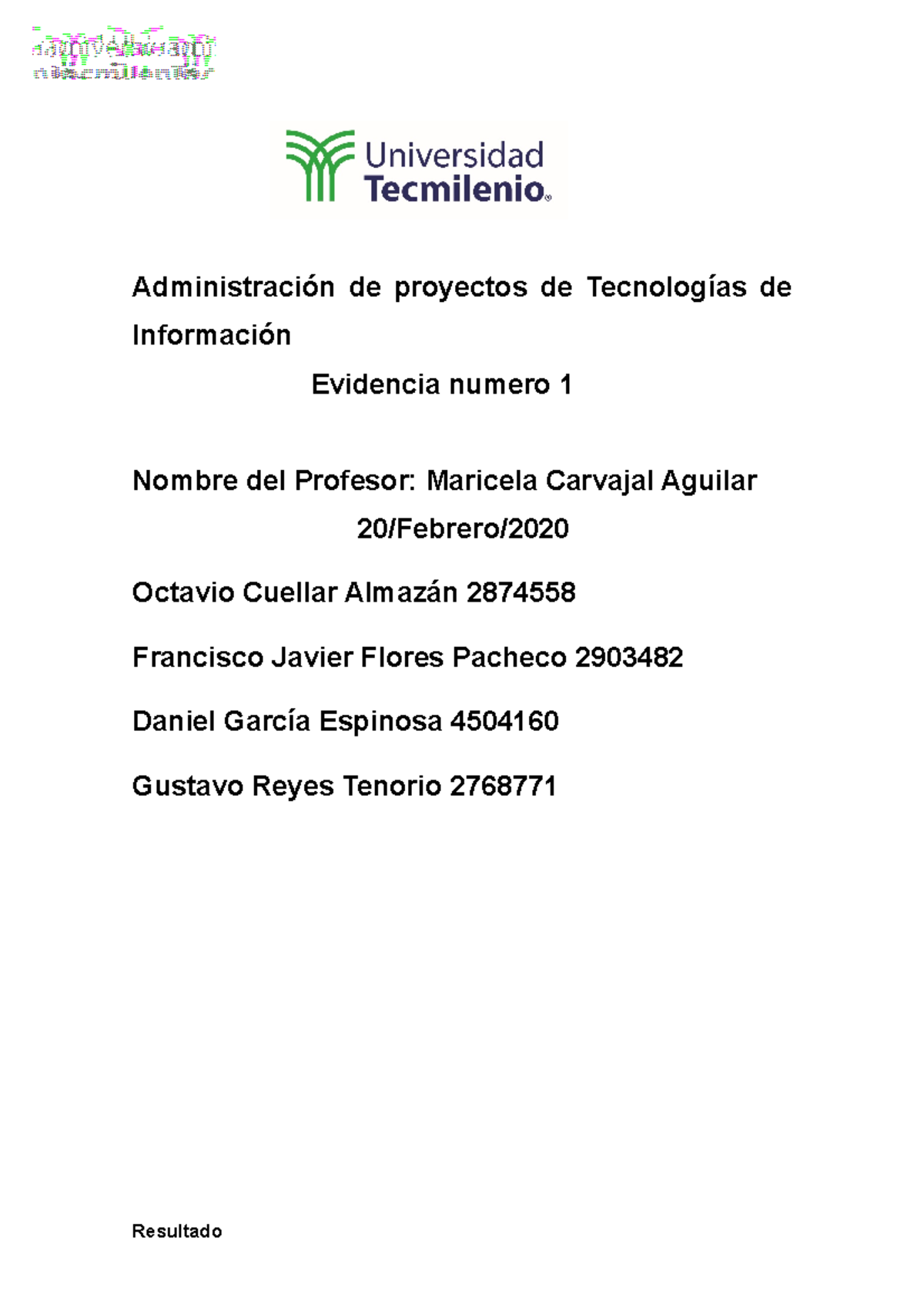Evidencia 1 TEI - Administración de proyectos de Tecnologías de ...