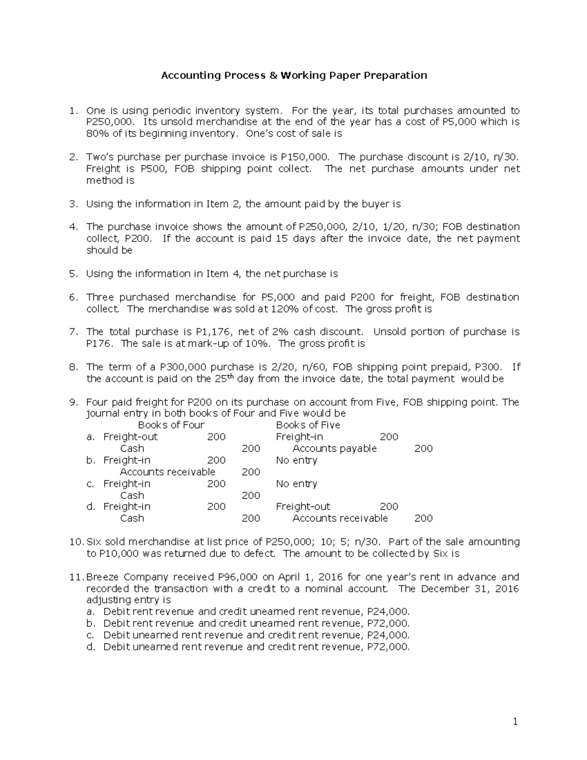 Accounting Cycle Problems Ap1 Studocu