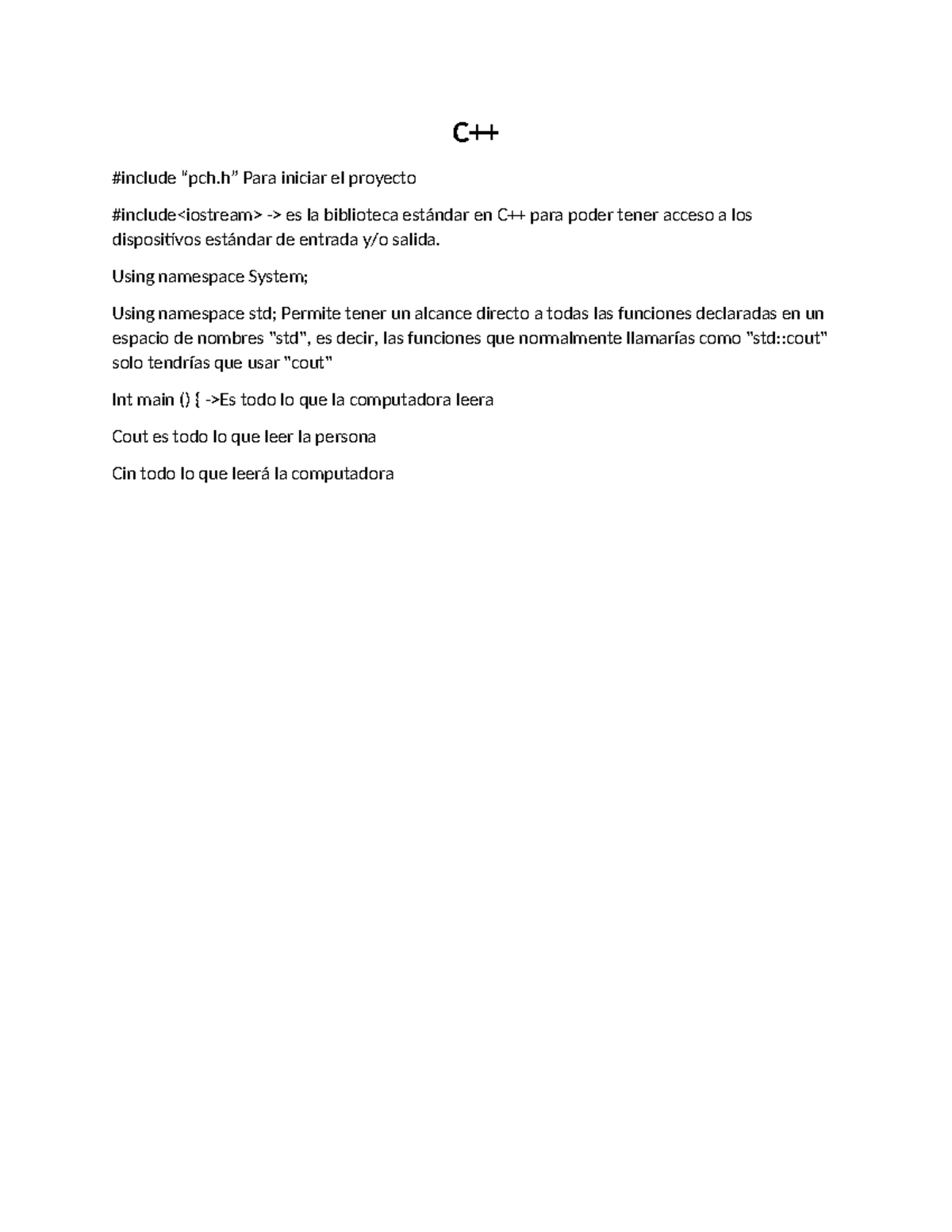 Ejercicios básicos de c++ - C++ #include “pch” Para iniciar el proyecto ...