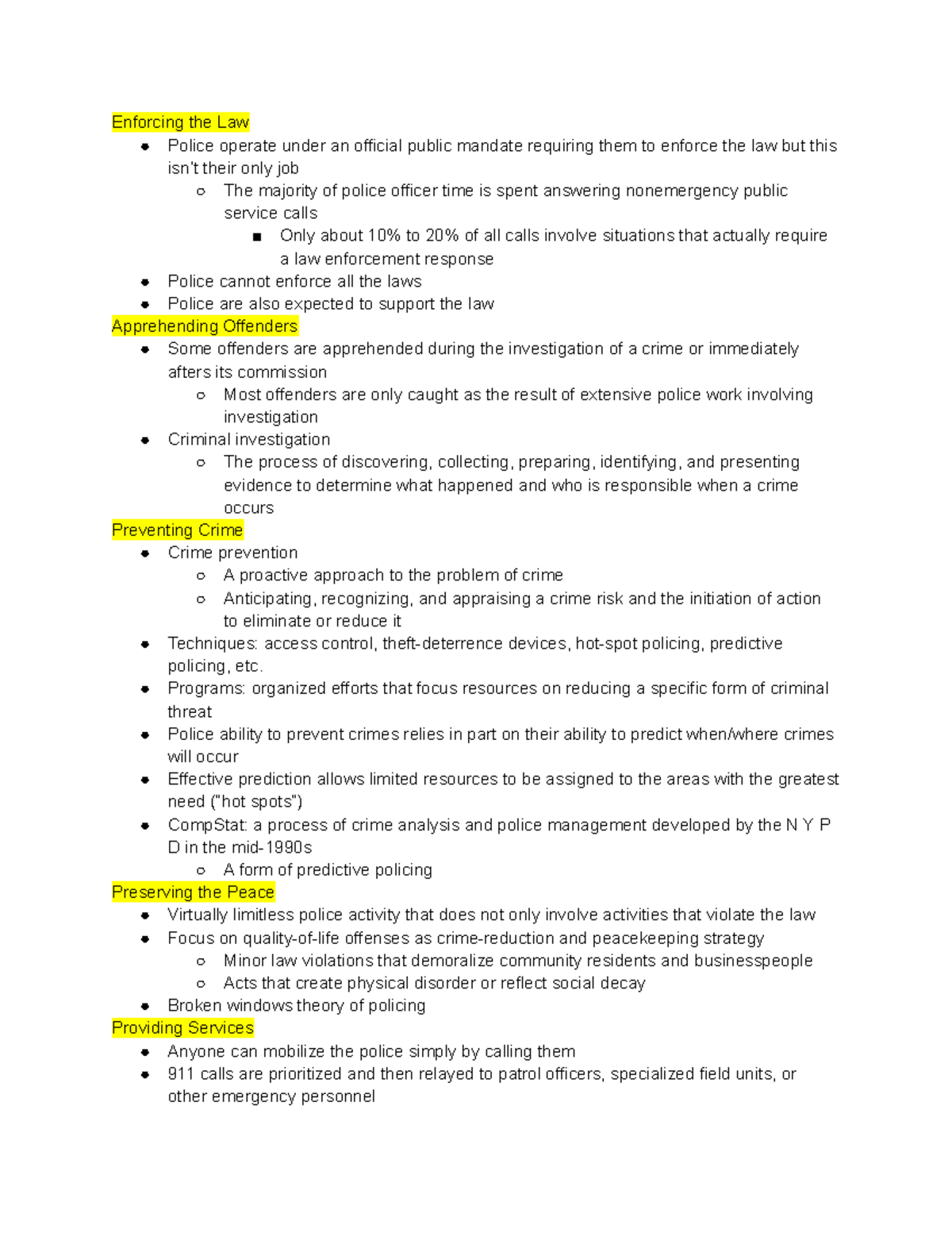 Ch 4 Lecture Notes pt 1 - Enforcing the Law Police operate under an ...