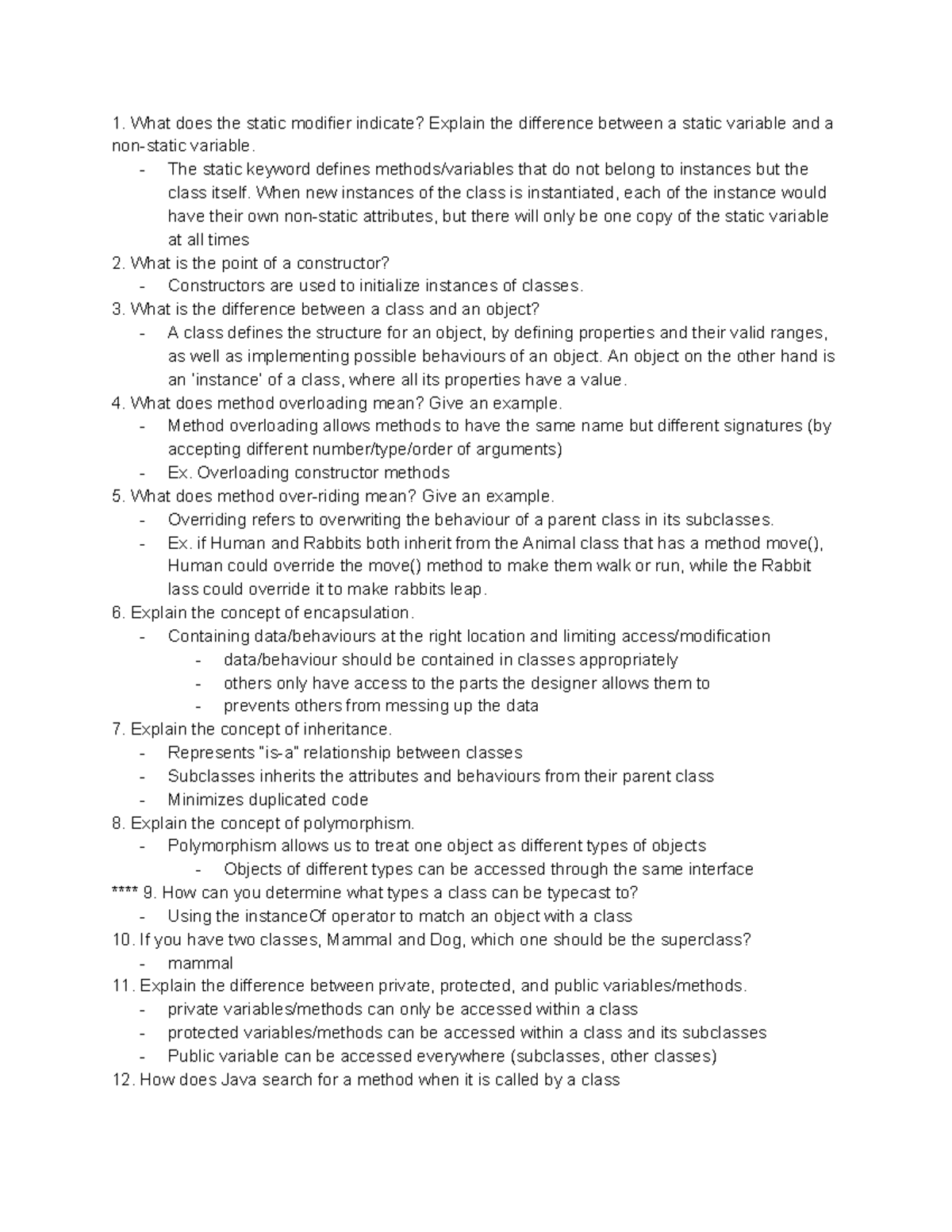 1406 Practice Midterm - 1. What does the static modifier indicate ...