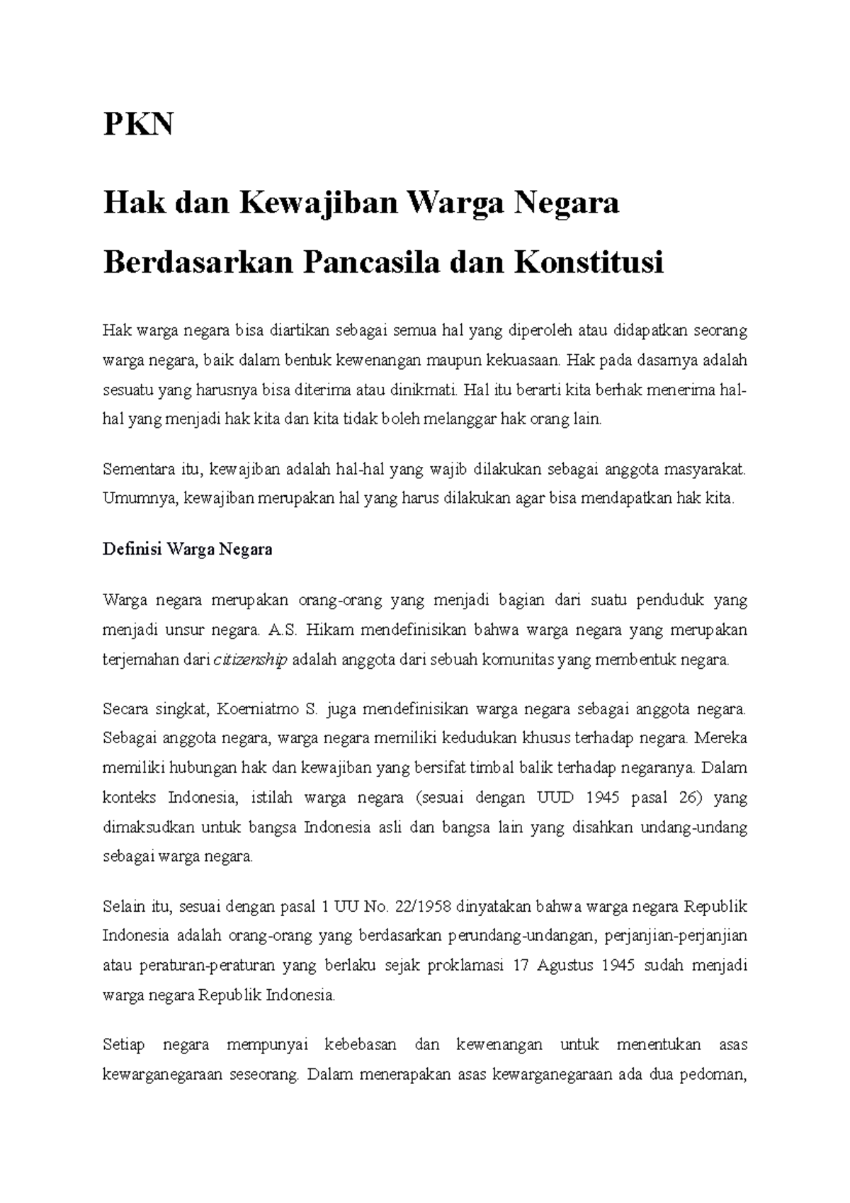 PKN - Hak Dan Kewajiban Warga Negara - PKN Hak Dan Kewajiban Warga ...