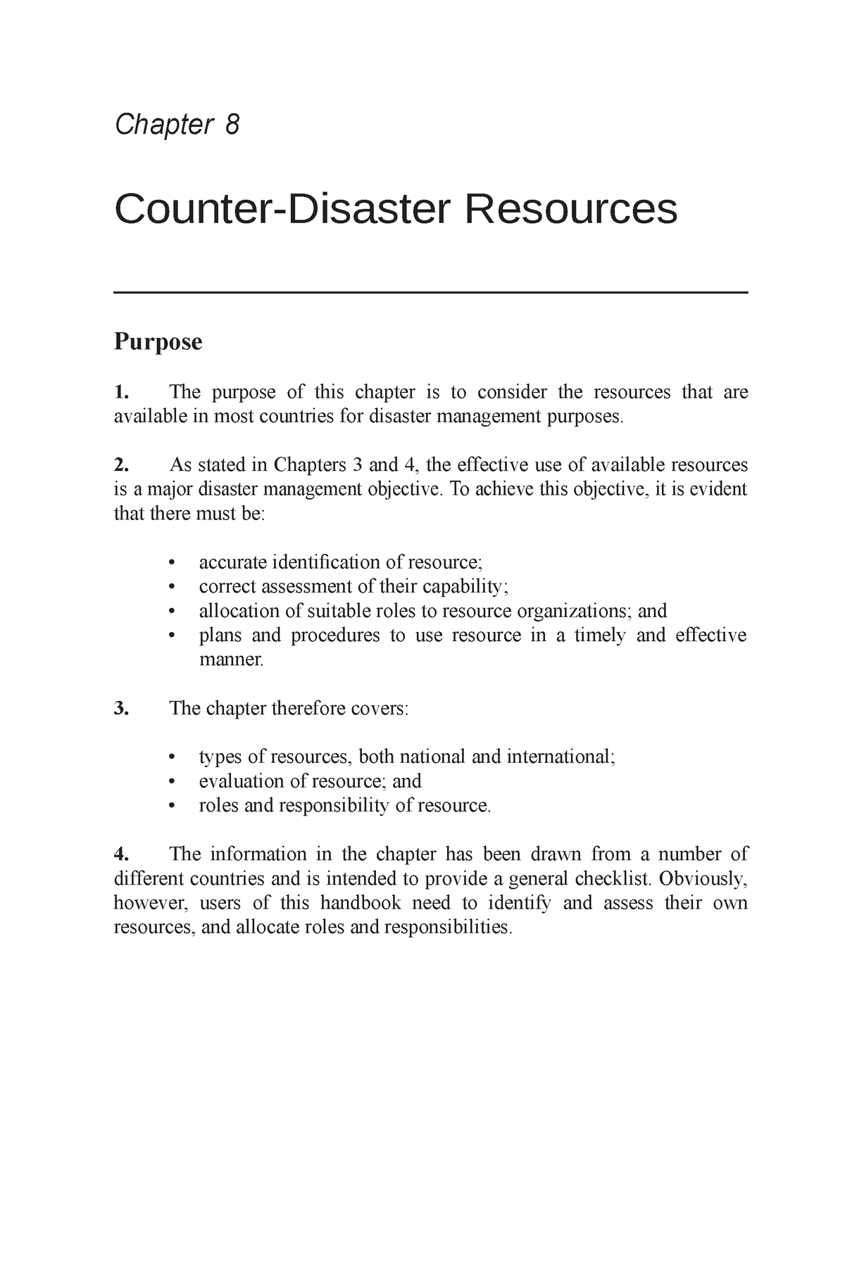 Disaster Management -Counter-Disaster Resources - Chapter 8 Counter ...