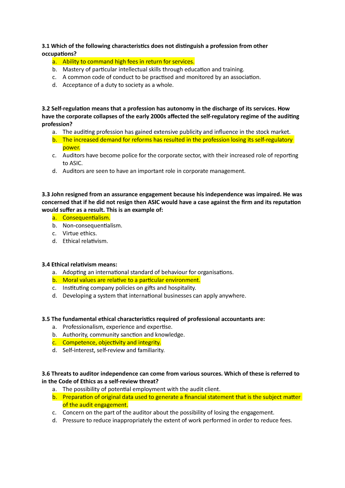 Week 6 To Week 12 Auditing Multi Choice Studocu