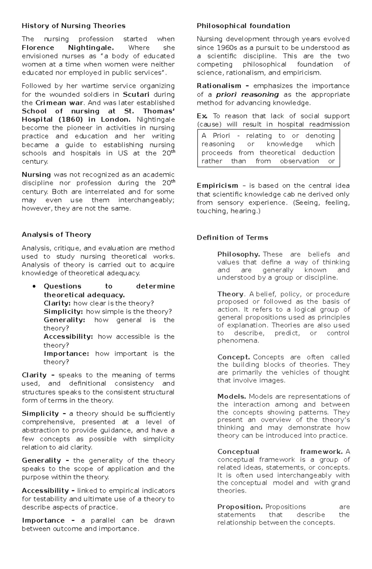 tfn-lecture-notes-nursing-theories-history-of-nursing-theories-the