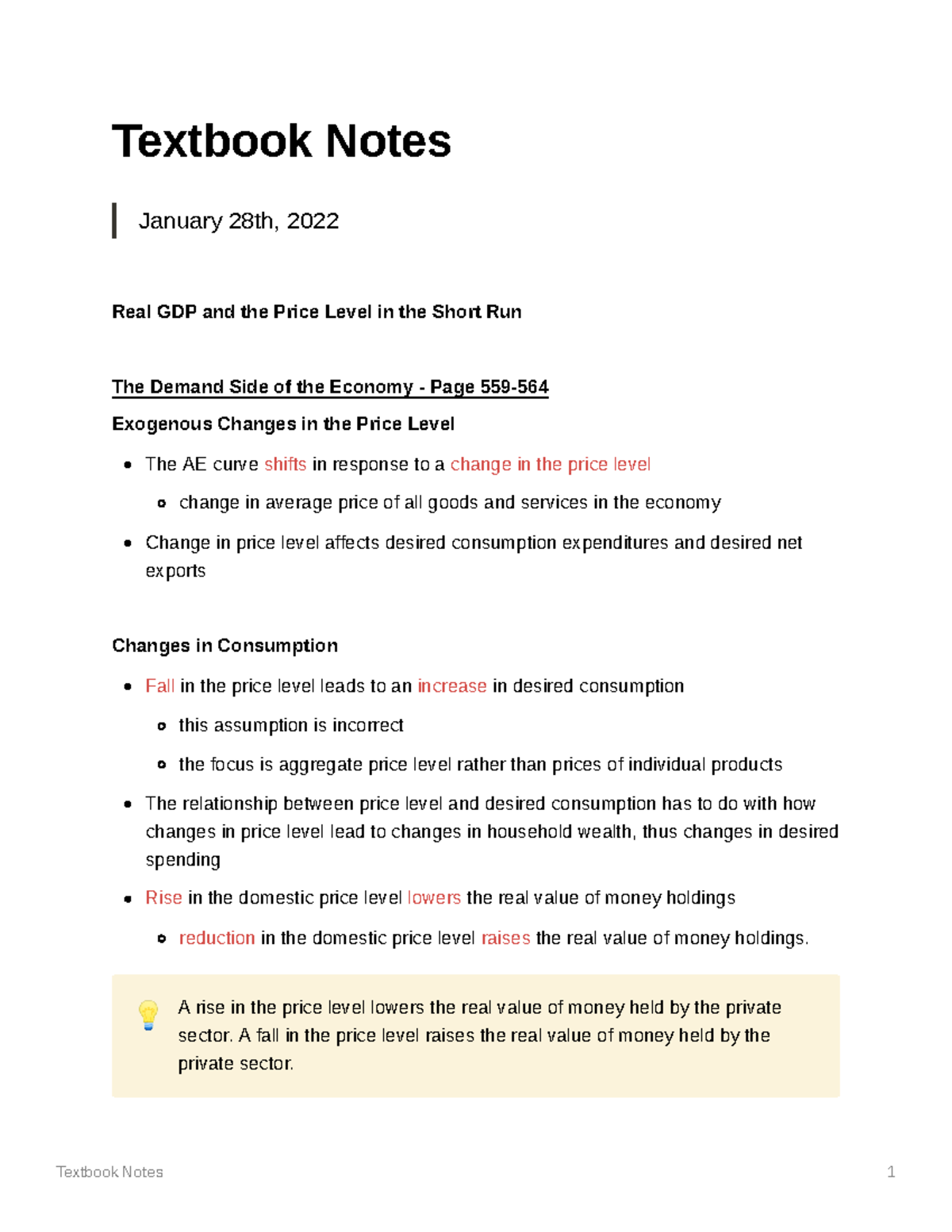 Chapter 23 Textbook Notes - Textbook Notes January 28th, 2022 Real GDP ...