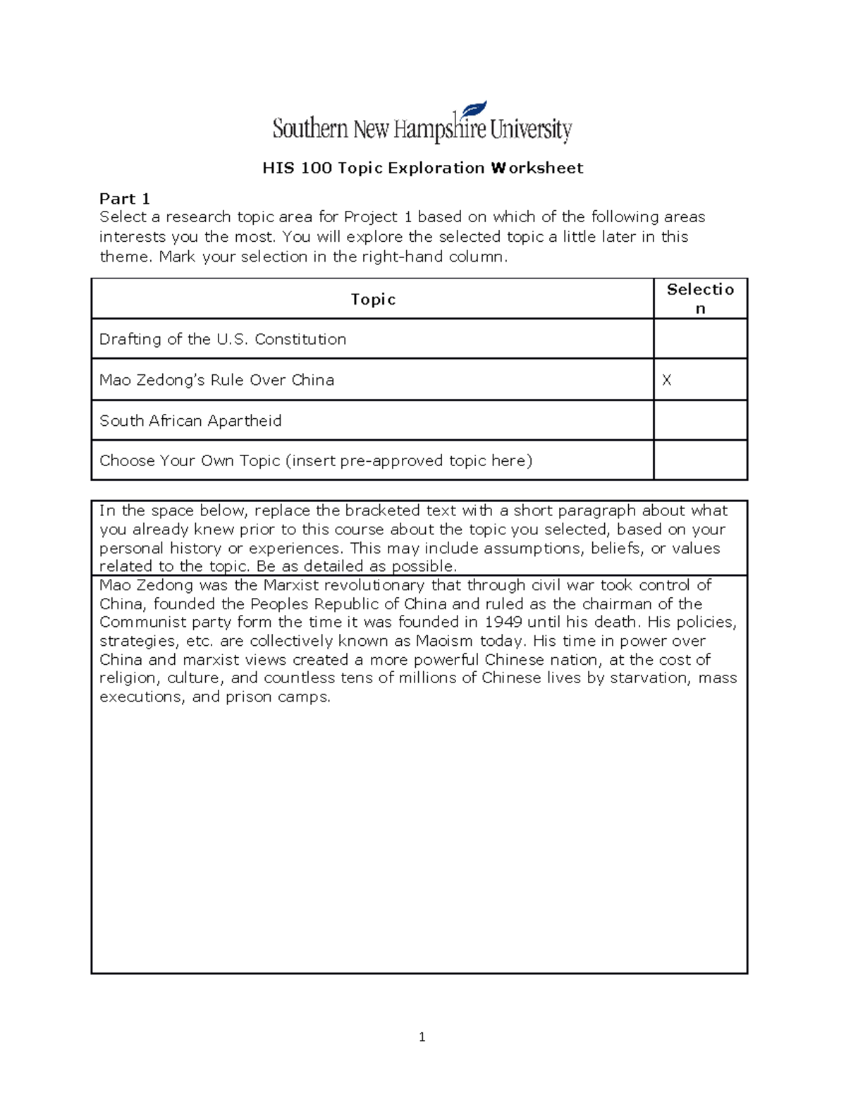 HIS 100 m-2 Worksheet - HIS 100 Topic Exploration Worksheet Part 1 ...