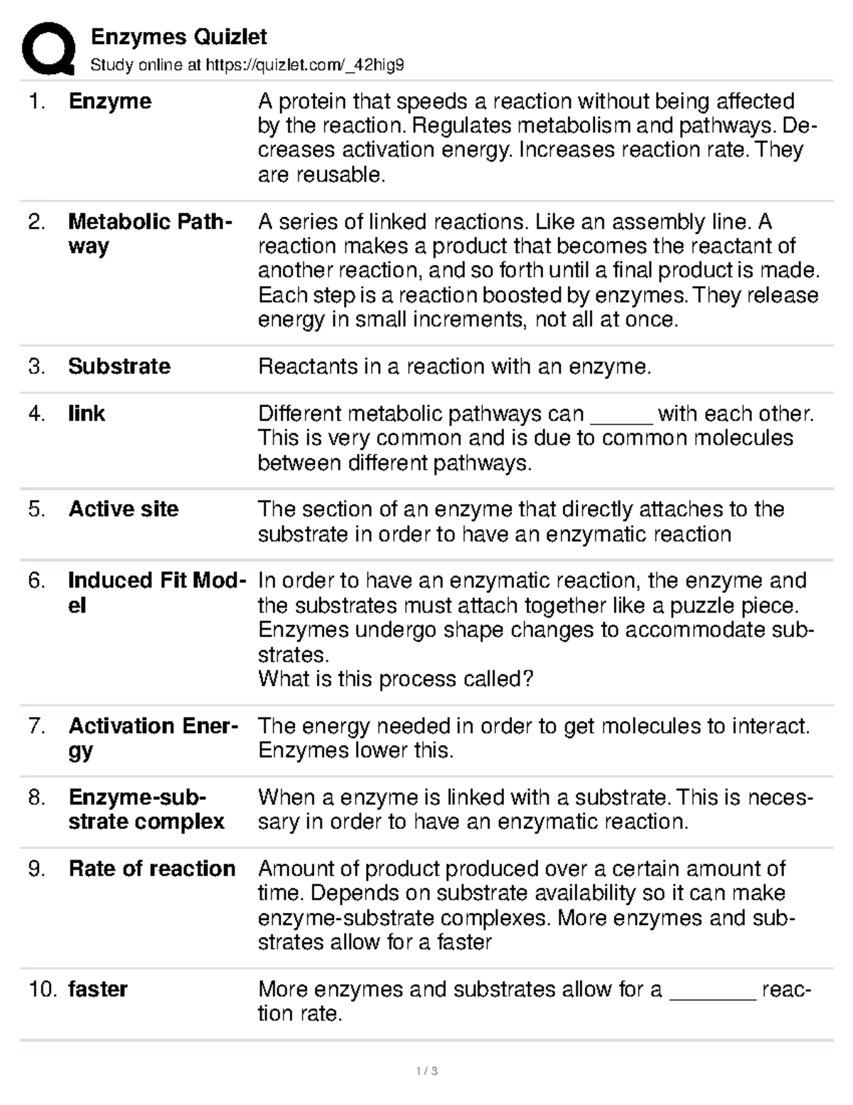 Enzymes Flashcards Enzymes Quizlet Study online at quizlet/_42hig