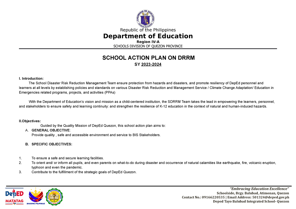 DRRM- Action-PLAN - Action Plan For Disaster Risk Management ...