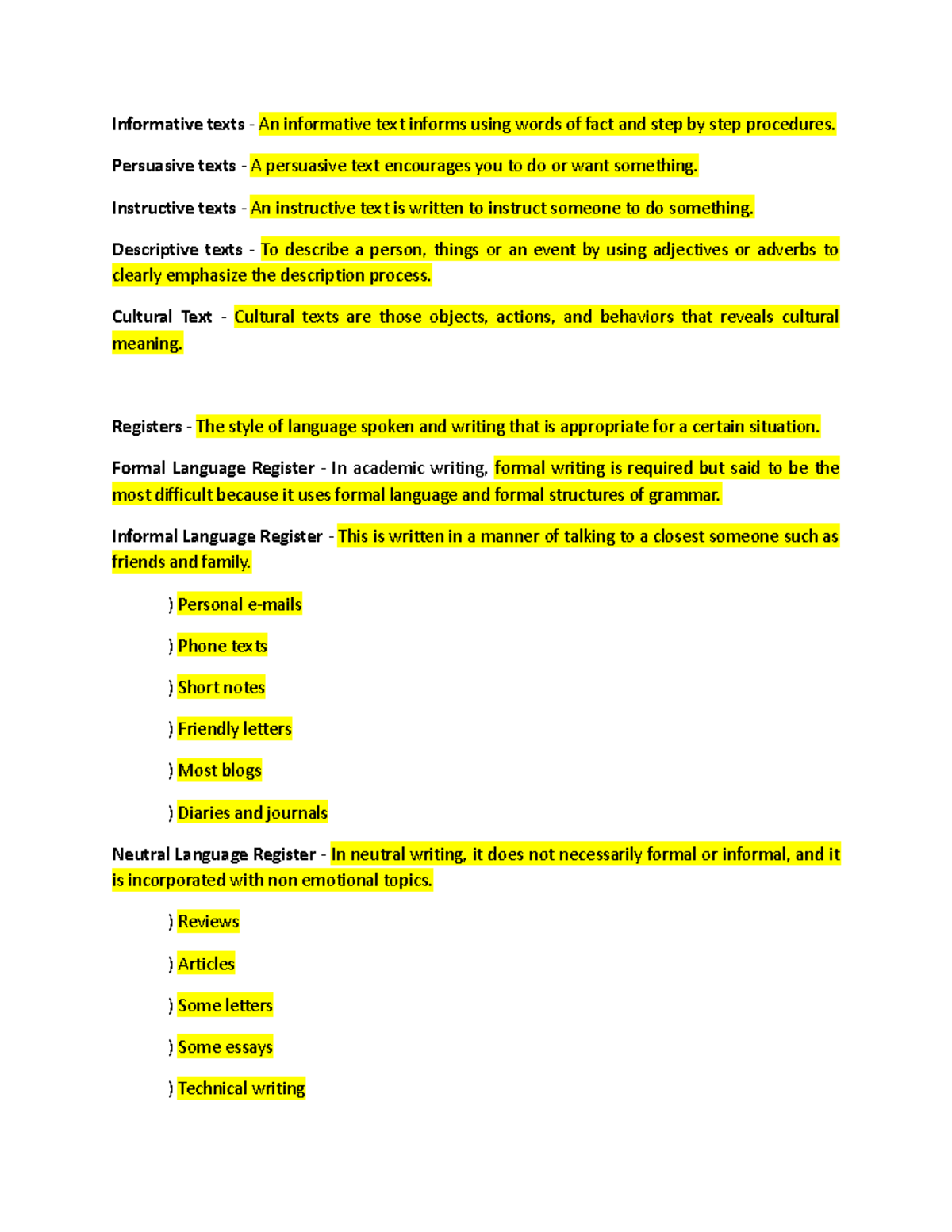 Purposive communication - Informative texts - An informative text ...
