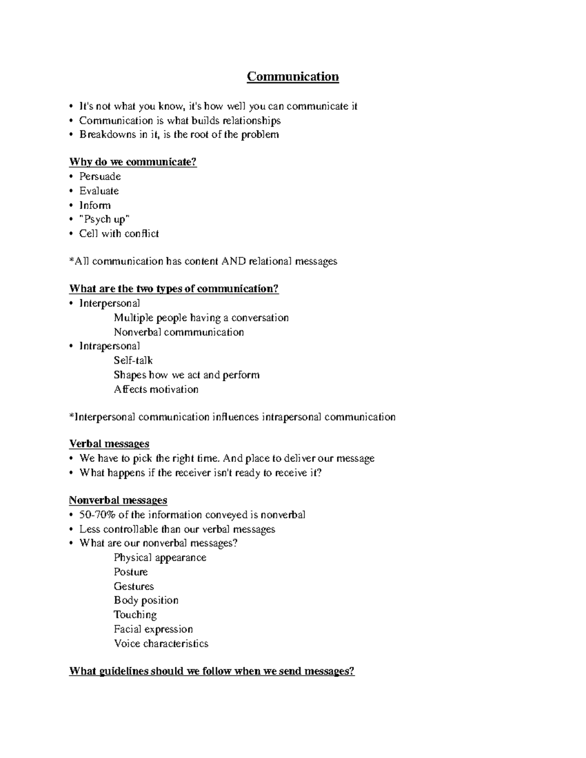 Kns 231 notes 2 - Communication - Communication • It's not what you ...