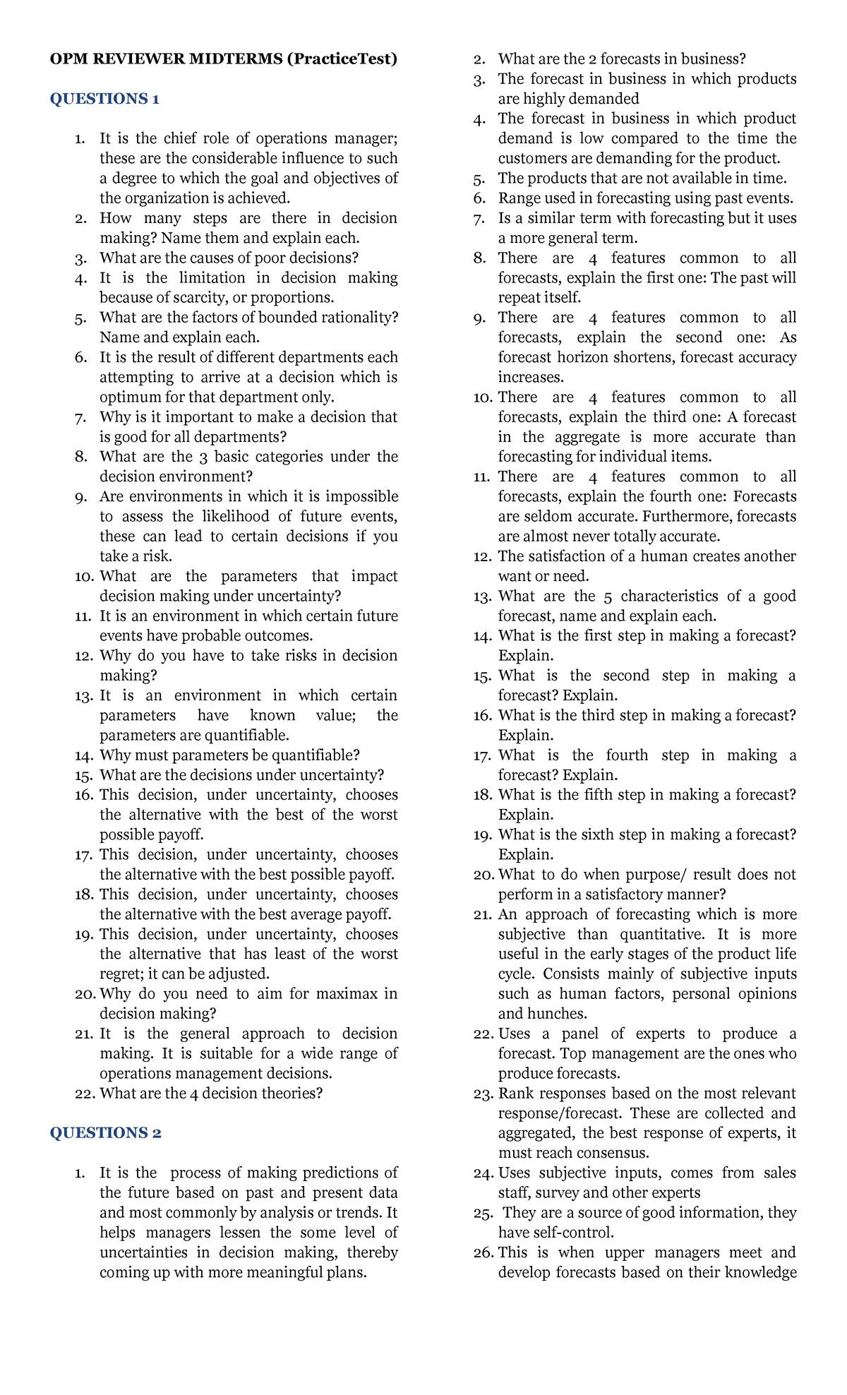 Operations Management Midterms Reviewer - OPM REVIEWER MIDTERMS ...