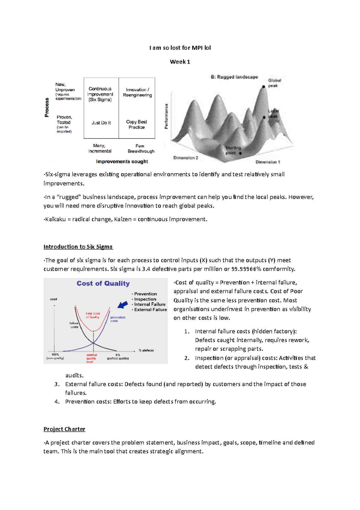 MPI notes summary - I am so lost for MPI lol Week 1 ∙Six-sigma ...
