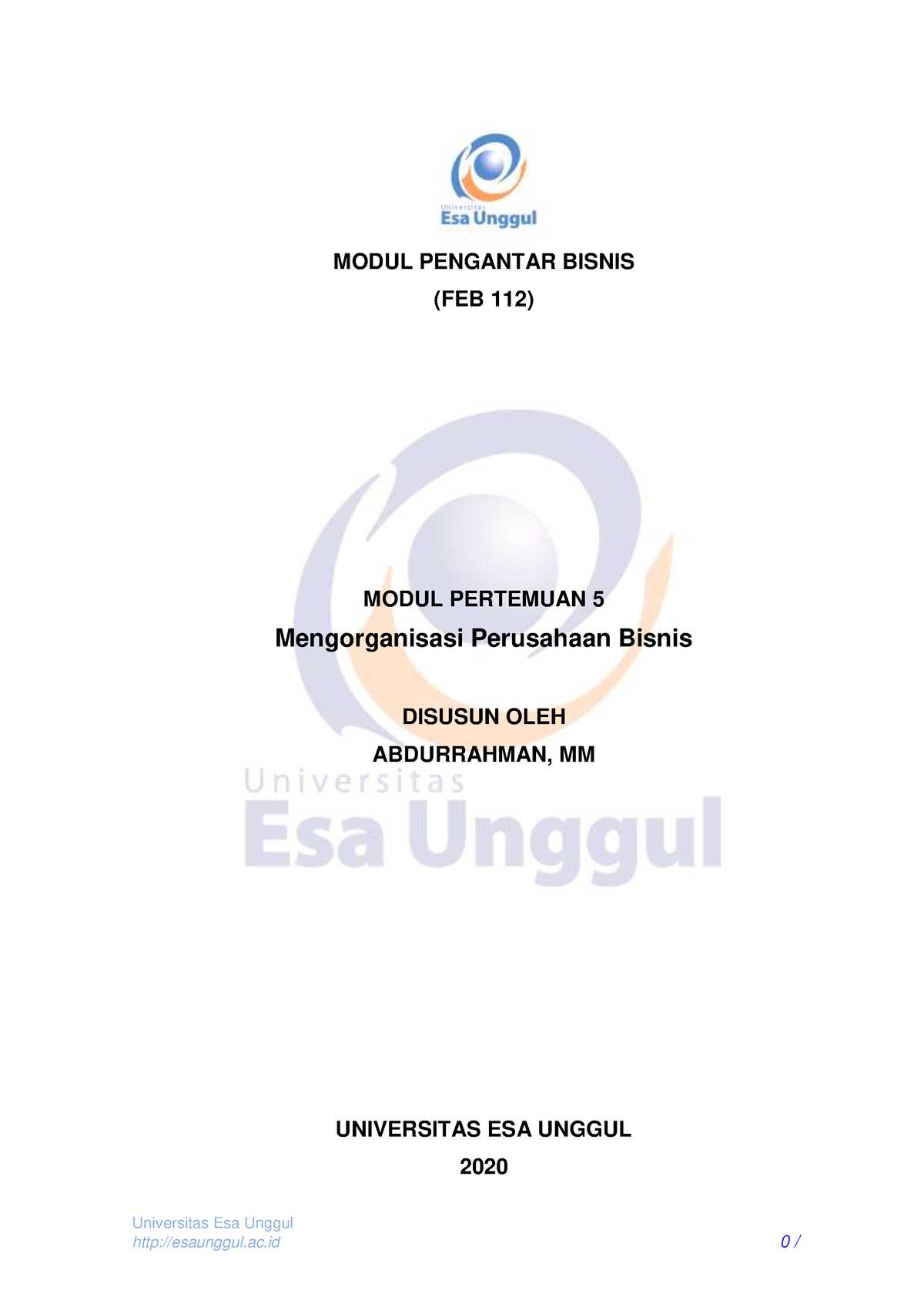 Modul Pengantar Bisnis Pertemuan 5 - Universitas Esa Unggul MODUL ...