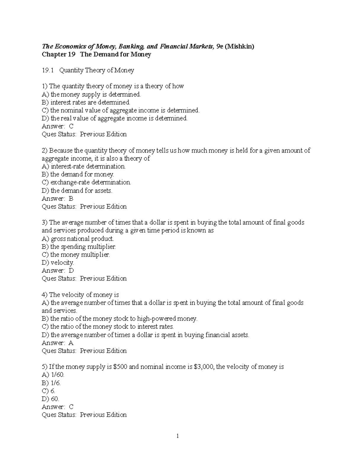 Mcq Questions For Class 12 Economics Chapter 3 Money And Banking With
