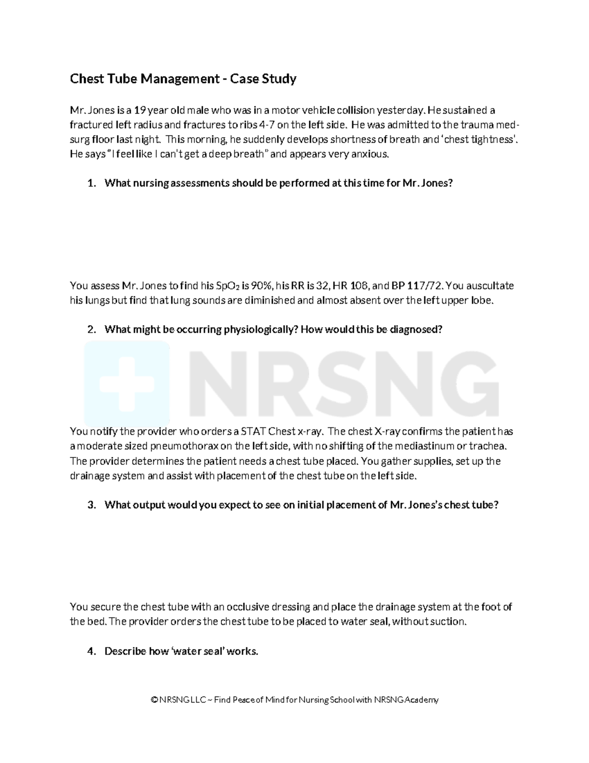 Ca-resp-005-chest tube management - Chest Tube Management - Case Study ...