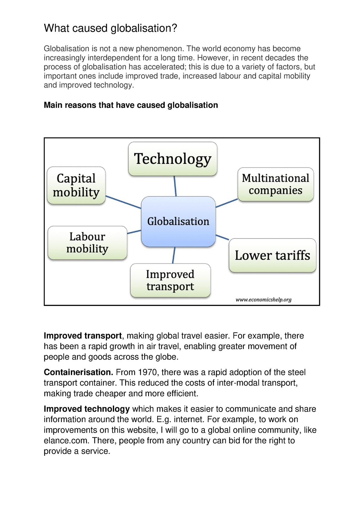 causes of globalisation case study