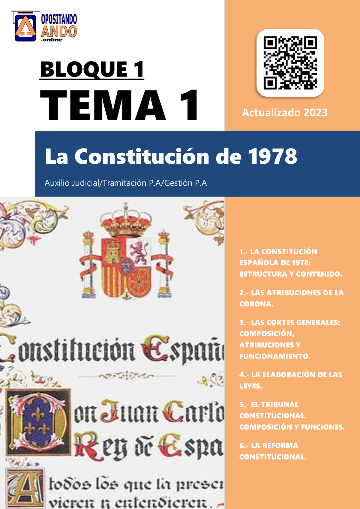 Tema 1 Auxilio Judicial Bloque 1 Tema 1 La ConstituciÛn De 1978 Auxilio JudicialtramitaciÛn 5645