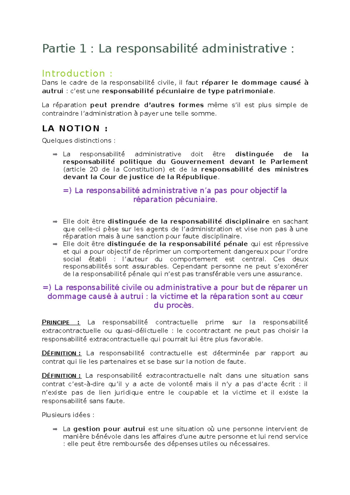 Cours Droit Administratif - Partie 1 : La Responsabilité Administrative ...