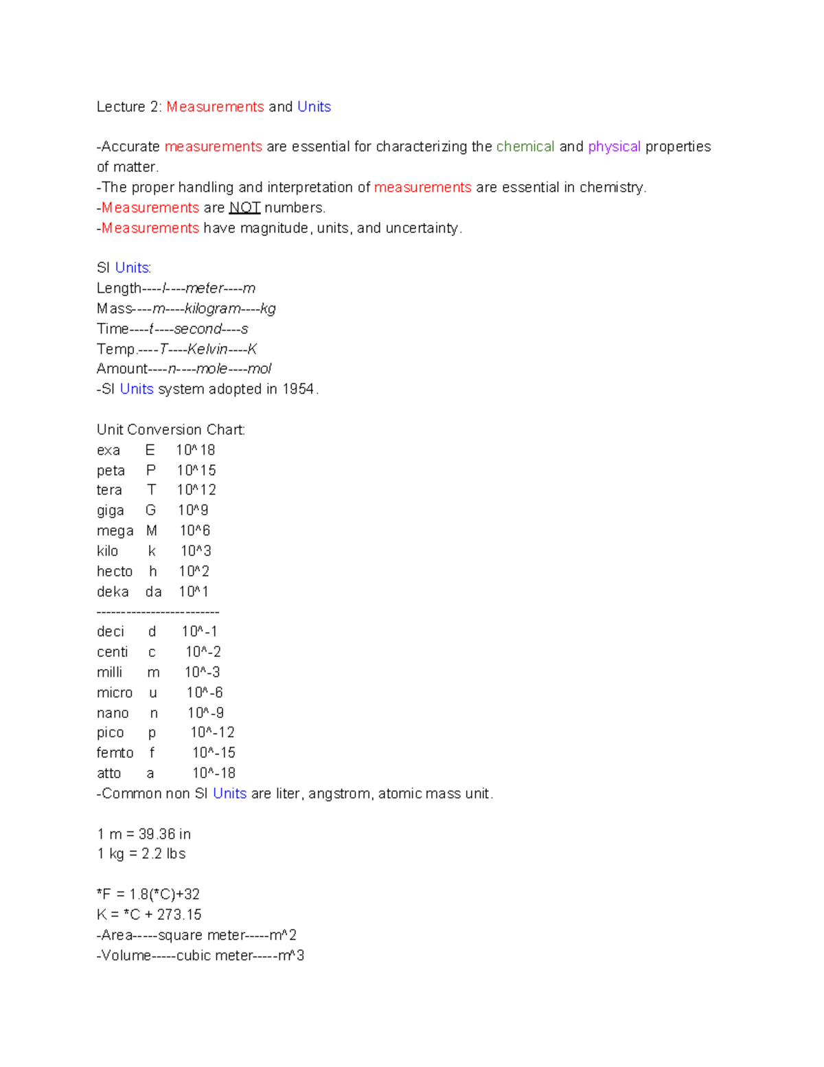 Lecture 2 Measurements And Units - Lecture 2: Measurements And Units ...