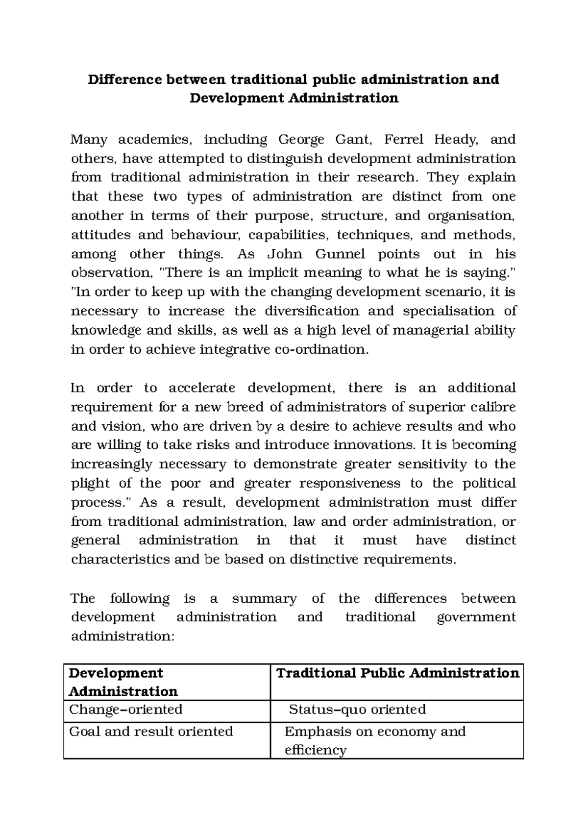 Difference between traditional public administration and Development ...