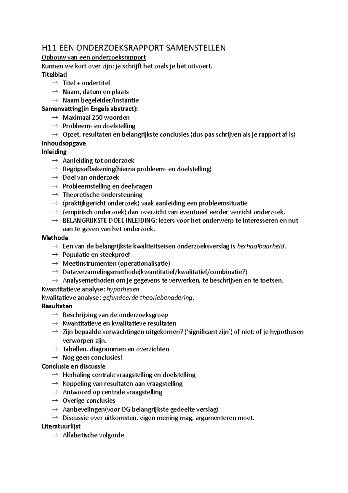 H11 Opstellen Onderzoeksrapport - H11 EEN ONDERZOEKSRAPPORT ...