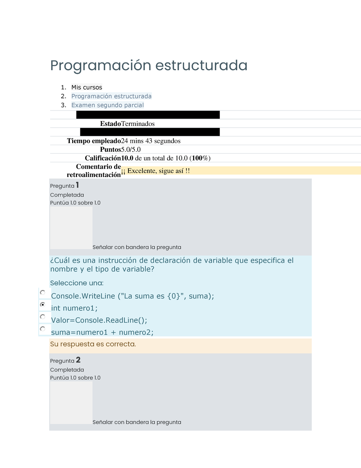 Programacion Estructurada Examen Semana 2 - ProgramaciÛn Estructurada 1 ...