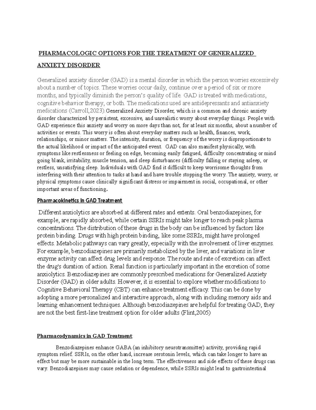 Generalized Anxiety Disorder - PHARMACOLOGIC OPTIONS FOR THE TREATMENT ...
