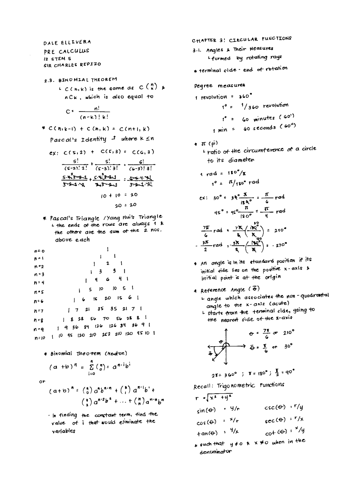 Pre Cal-Finals (DE) - introduction to calculus - Pre-calculus - Studocu