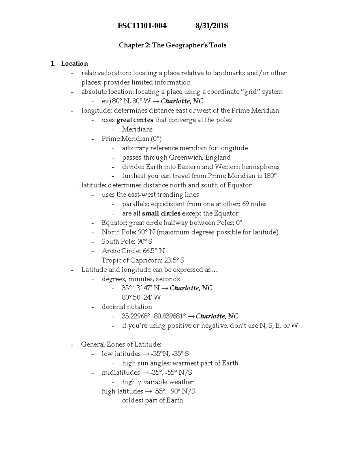TheGeographersTools - ESCI1101-004 8/31/2018 Chapter 2: The Geographer ...