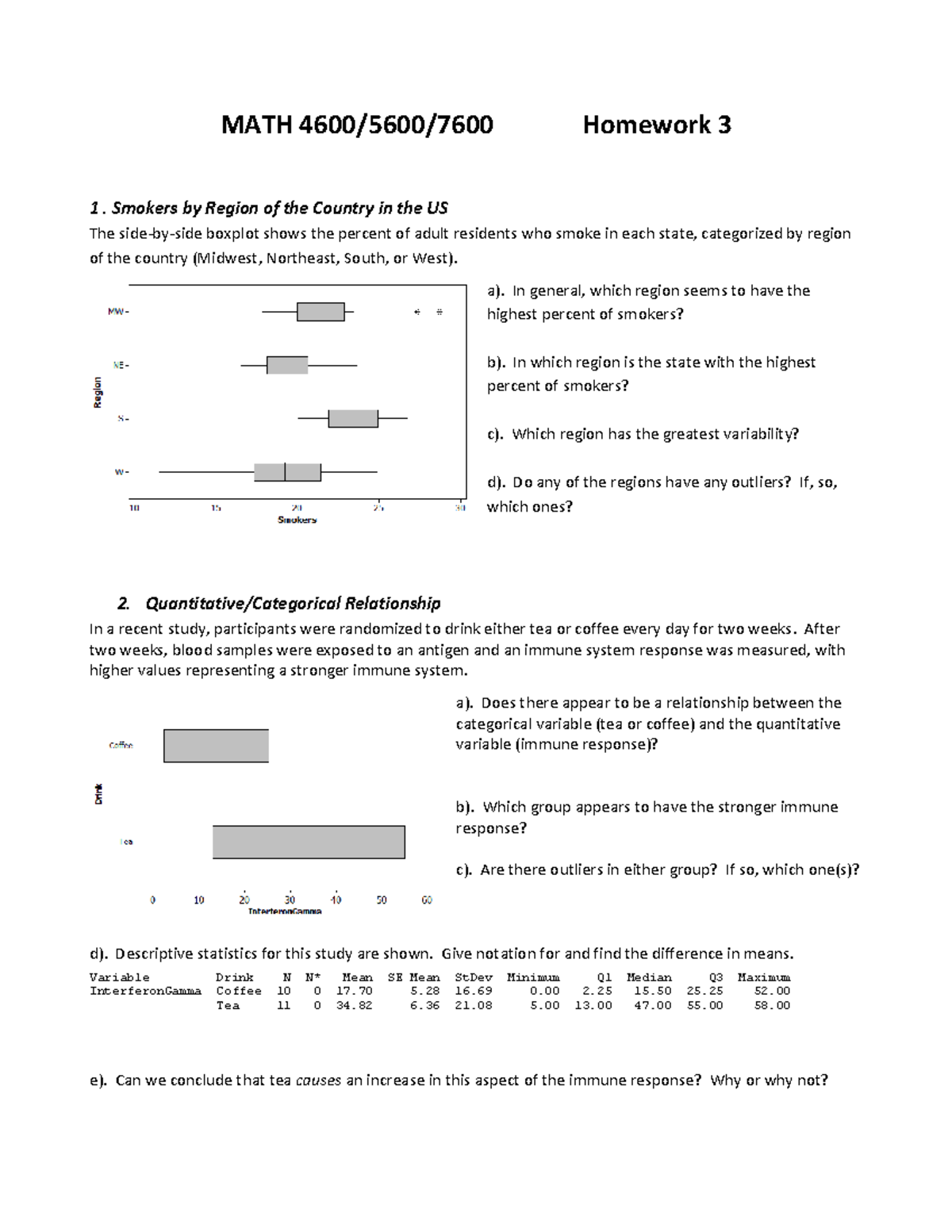 MATH 4600 HW3 - Assignment - MATH 4600/5600/7600 Homework 3 1. Smokers ...