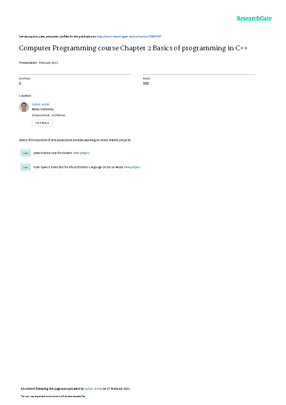 Computer Programmingwith Chapter 2 - See discussions, stats, and author ...
