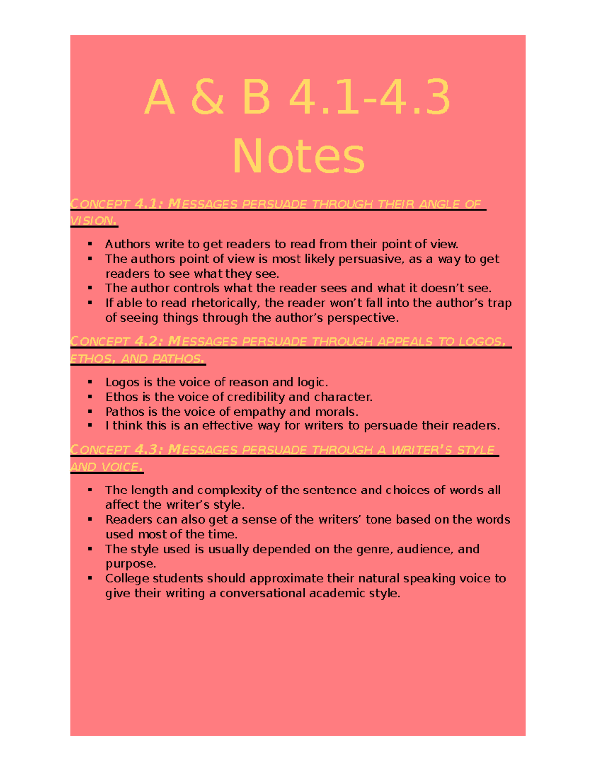 AB Notes 3 A & B 44. Notes CONCEPT 4 MESSAGES PERSUADE THROUGH THEIR ANGLE OF VISION. Studocu
