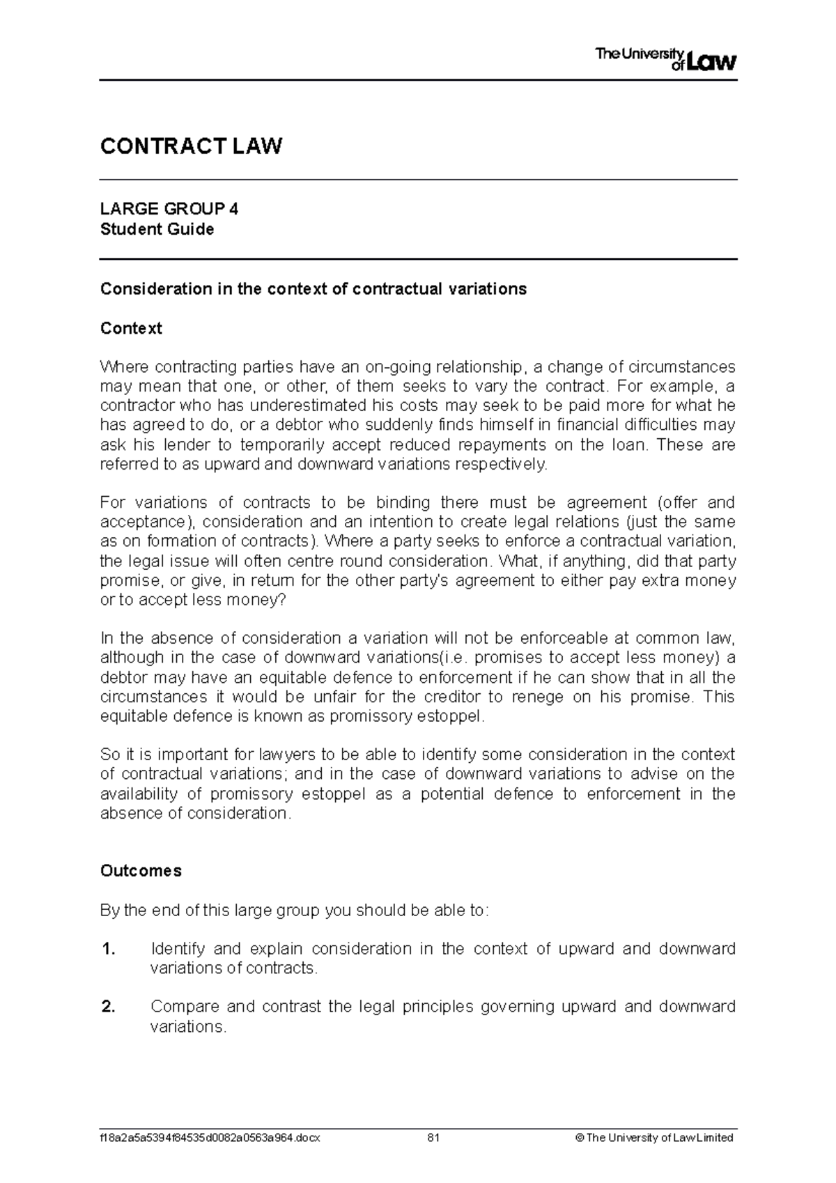 2223 cont lg04 ce01 student guide - CONTRACT LAW LARGE GROUP 4 Student ...