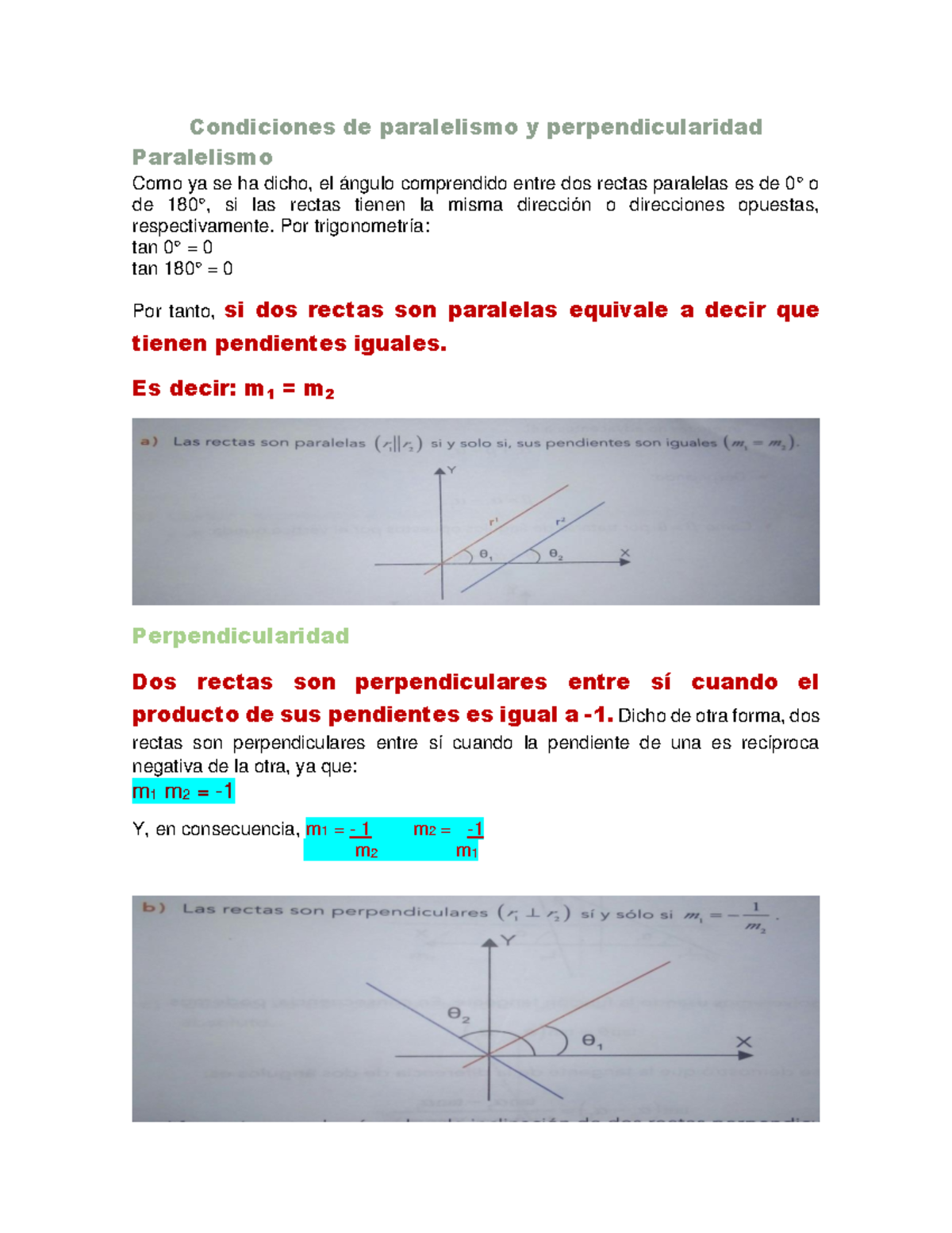 Condiciones de paralelismo y perpendicularidad - Condiciones de ...