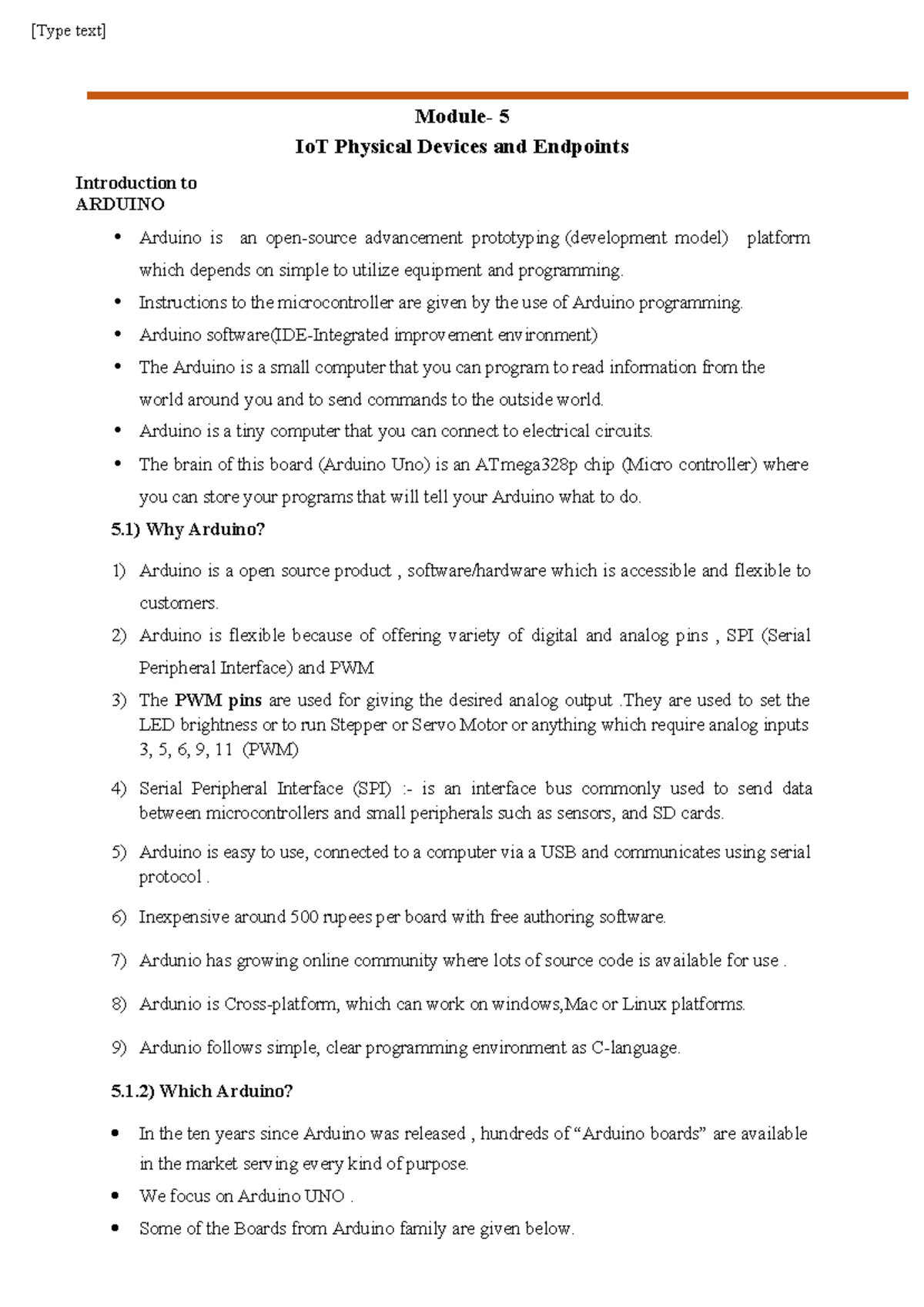 IOT Mod1-5Az Document - Iot notes - [Type text] Introduction to ARDUINO ...