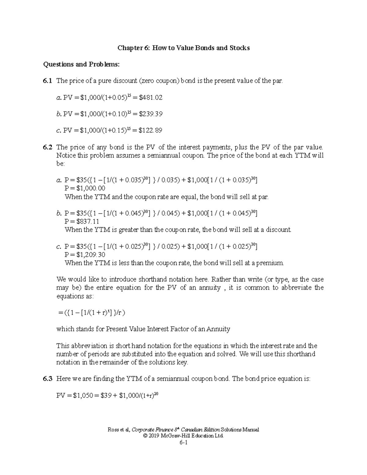 Ross CF 8ce SM Ch06 - solutions for Financial controllership 8th ...