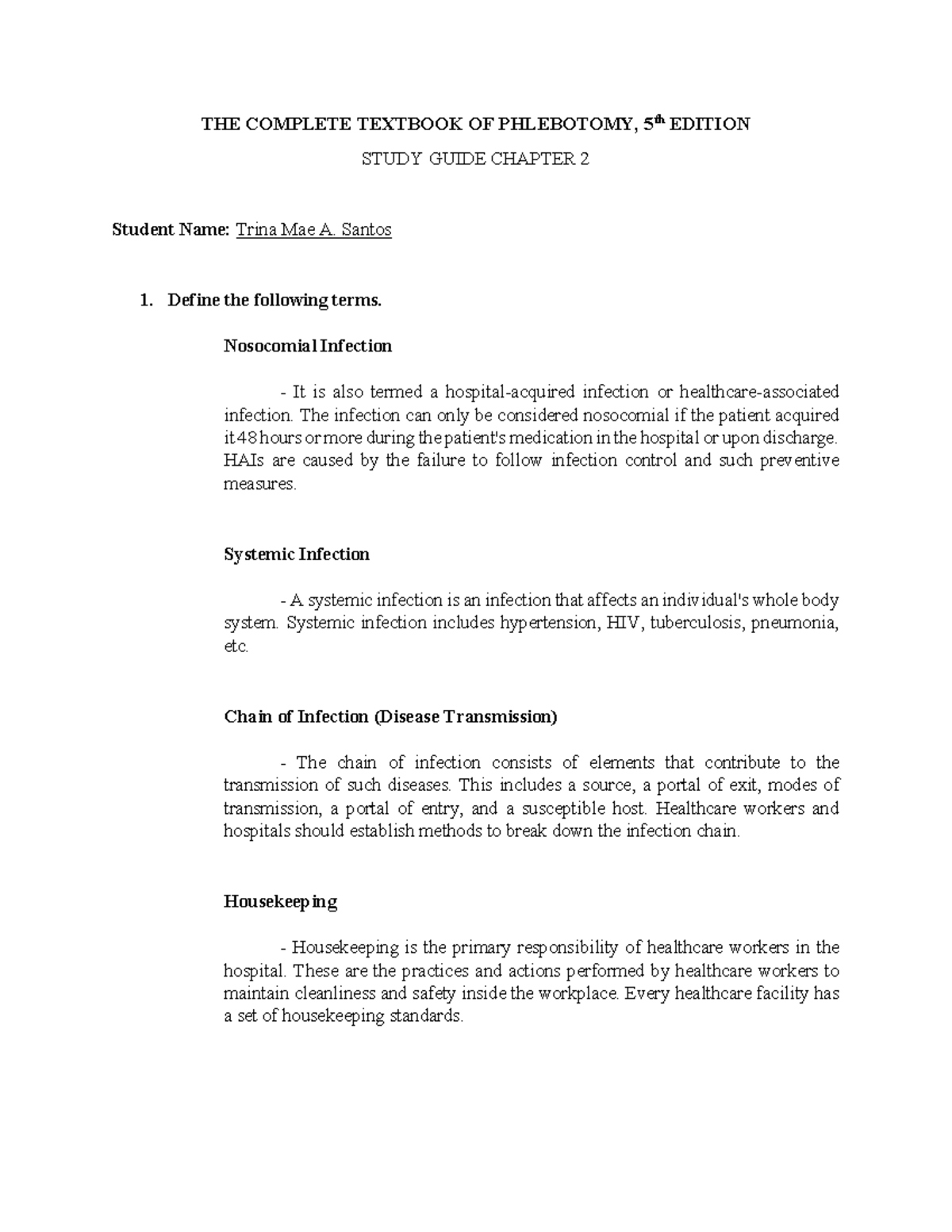 Safety in Phlebotomy THE COMPLETE TEXTBOOK OF PHLEBOTOMY, 5th EDITION