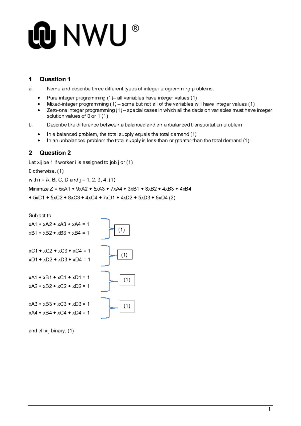 Memo Class test3 - 1 1 Question 1 a. Name and describe three different ...