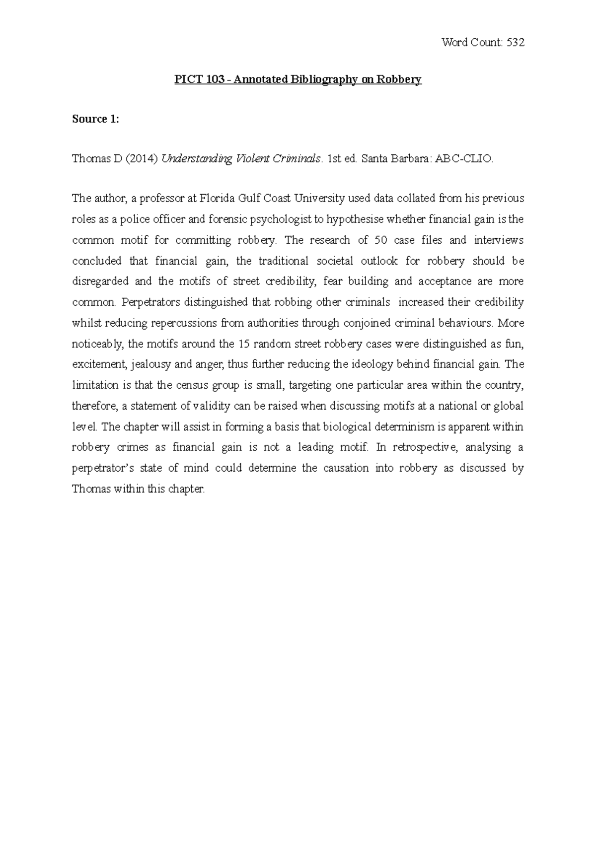 PICT 103 Annotated Bibliography - Word Count: 532 PICT 103 - Annotated ...