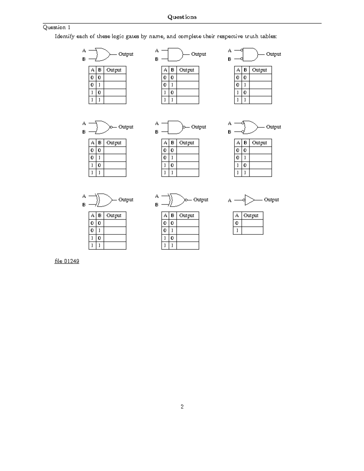 K map-2-7 - Questions Question 1 Identify each of these logic gates by ...