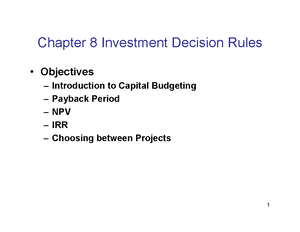 Chapter 9 Fundamentals of Capital Budgeting - Therefore, they are ...