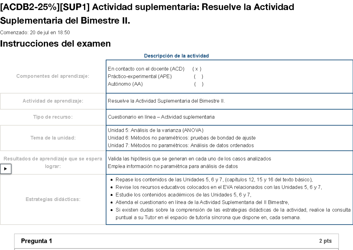 Examen Acdb Sup Actividad Suplementaria Resuelve La Actividad Suplementaria Del