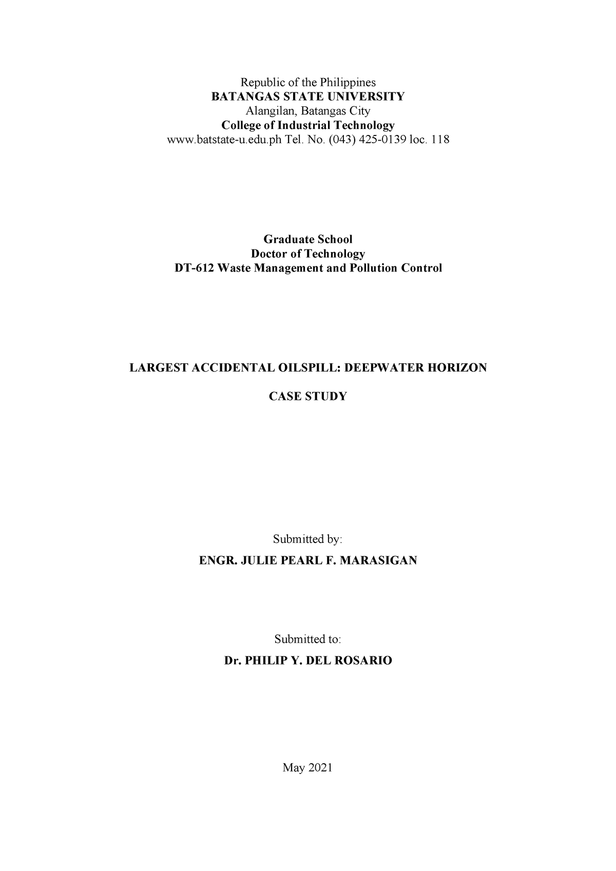 CASE- Study JFM - Republic Of The Philippines BATANGAS STATE UNIVERSITY ...